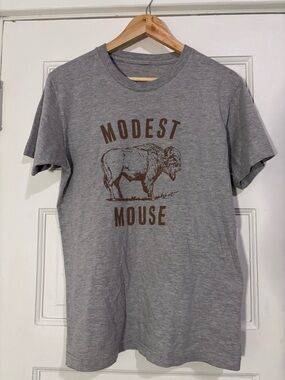 Modest Mouse Graphic Tee - Gray with Brown Print